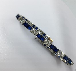  Antique Tiffany bracelet with diamonds & sapphires, circa 1920's. Nobel Antique jewelry Store, Santa Monica. Made in America.